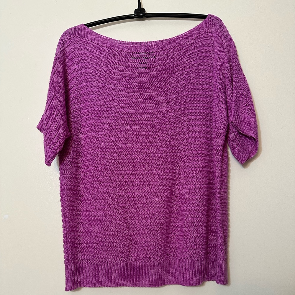 Lauren Ralph Lauren Fuchsia Linen Knit Raglan Sleeve Sweater Size M